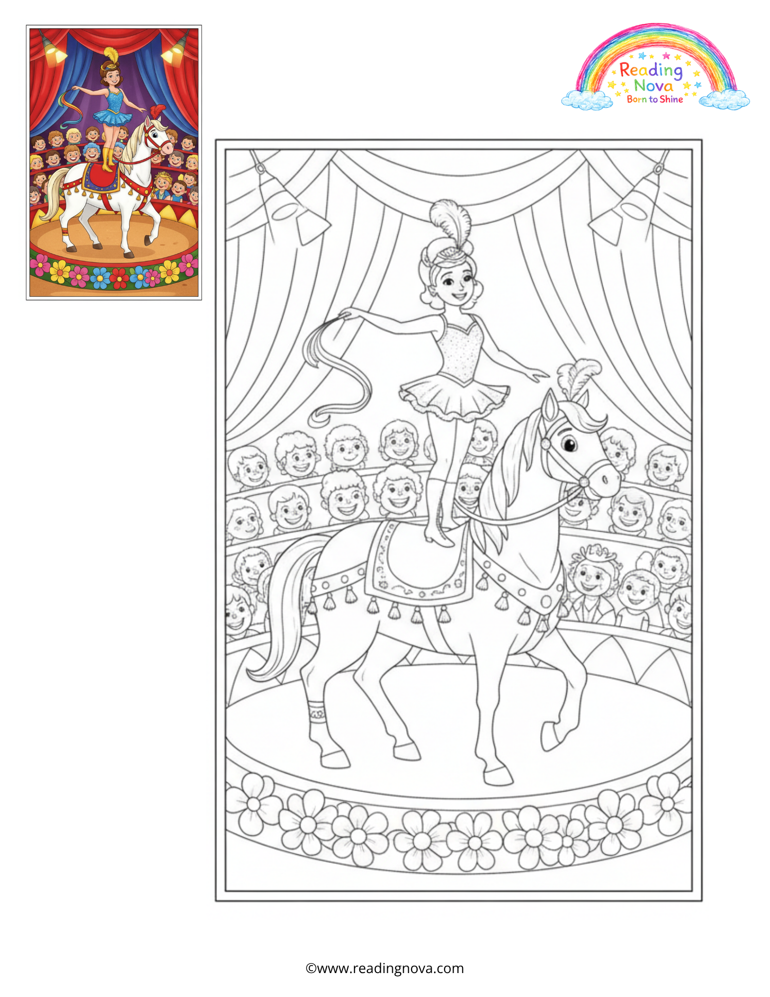 Free colouring page: Equestrian Circus Act