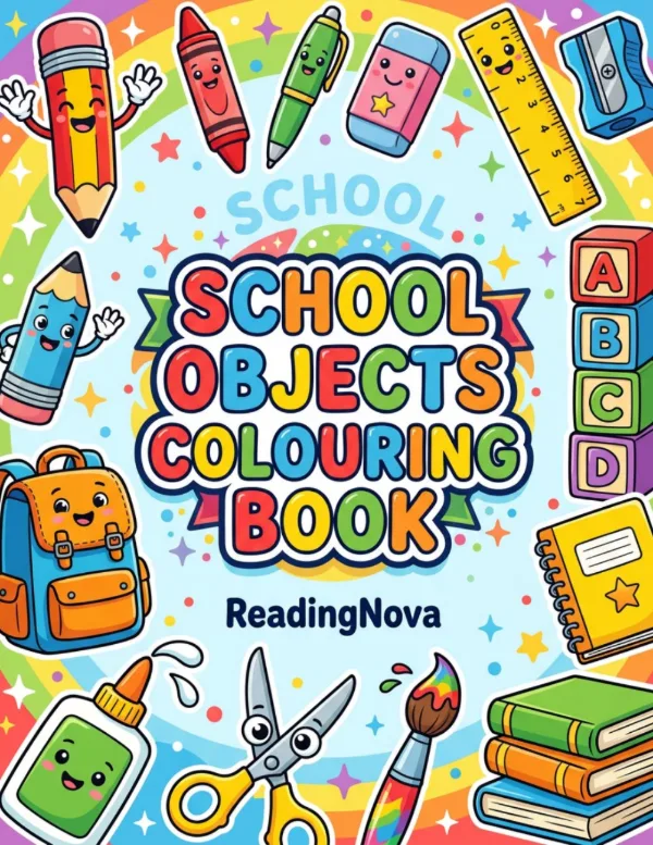 Free colouring book: School Objects Colouring Book