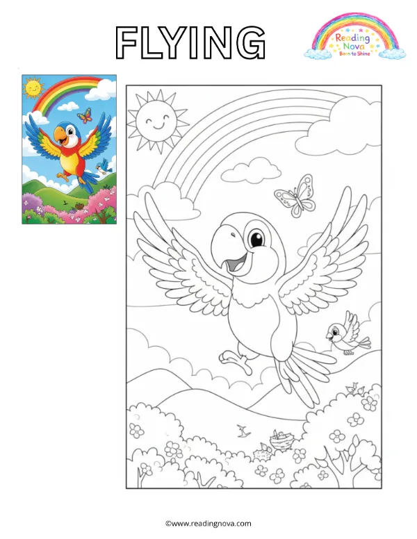 Free colouring page: Flying