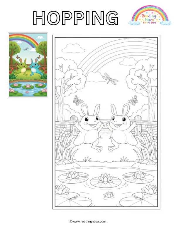Free colouring page: Hopping