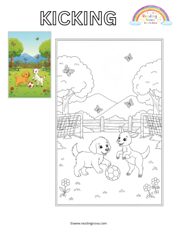 Free colouring page: Kicking