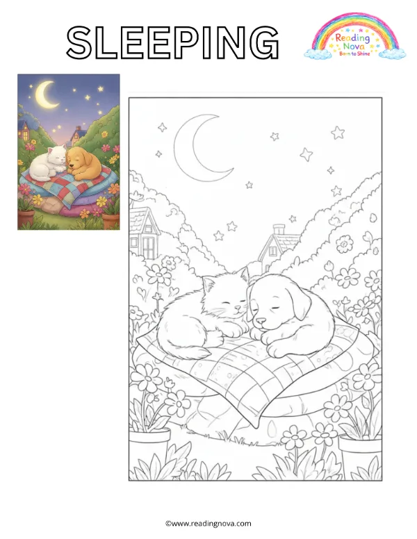 Free colouring page: Sleeping