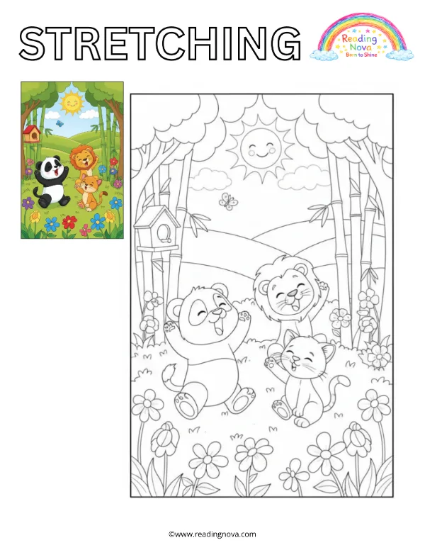 Free colouring page: Stretching