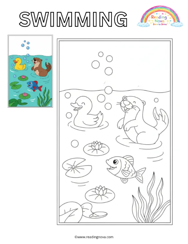 Free colouring page: Swimming