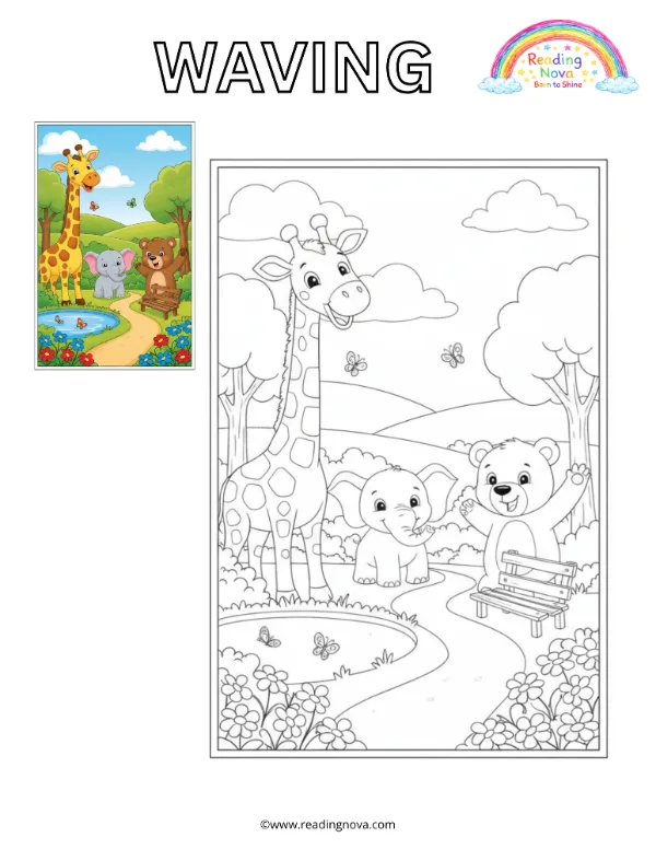 Free colouring page: Waving