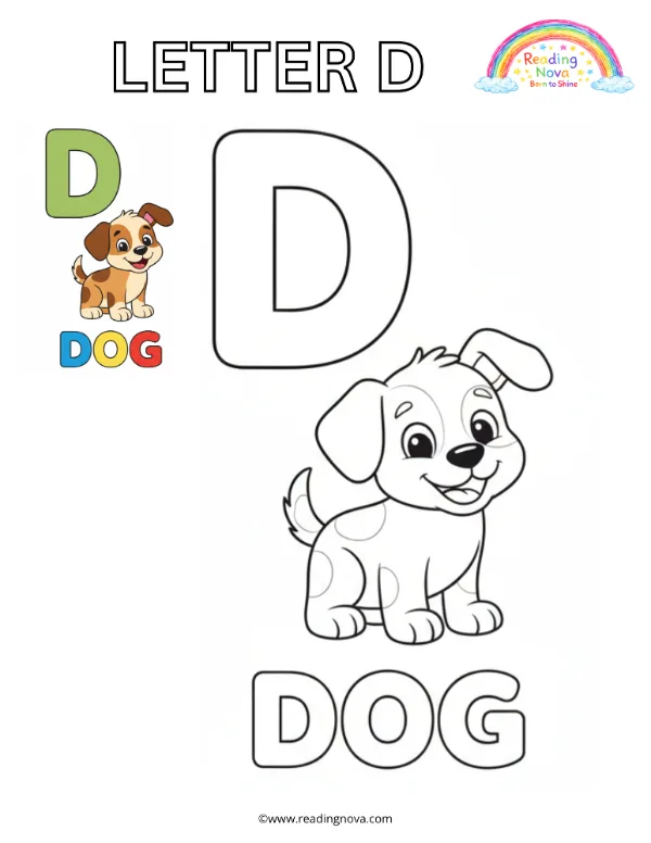 Free colouring page: Letter D