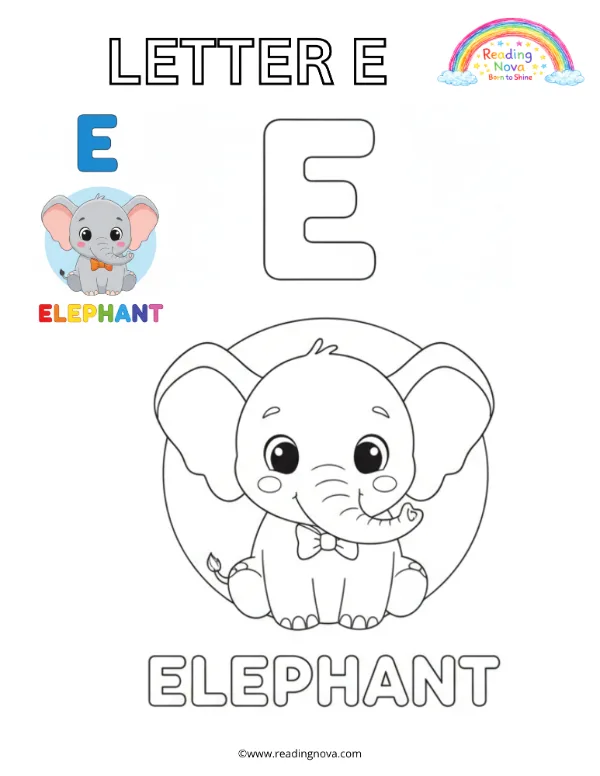 Free colouring page: Letter E