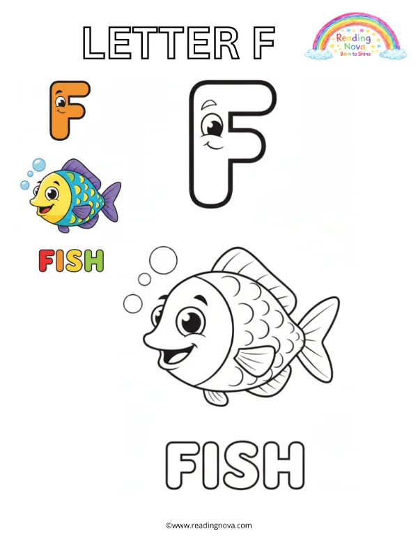 Free colouring page: Letter F