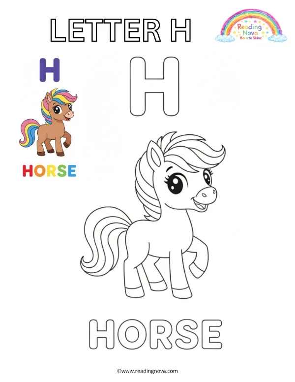 Free colouring page: Letter H