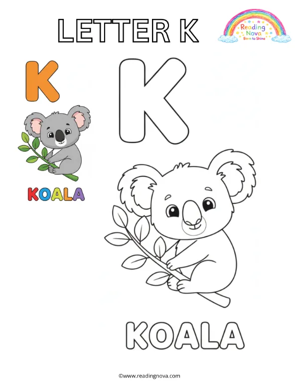 Free colouring page: Letter K