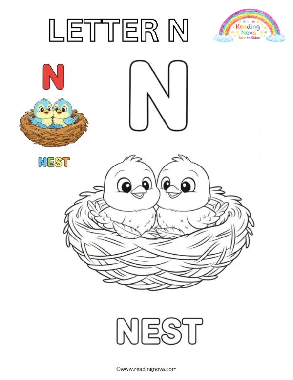 Free colouring page: Letter N