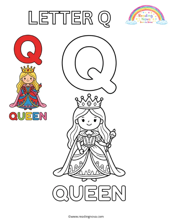 Free colouring page: Letter Q