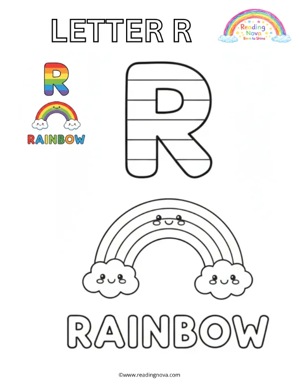 Free colouring page: Letter R