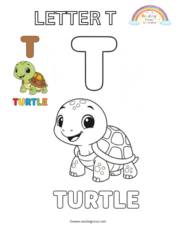 Free colouring page: Letter T
