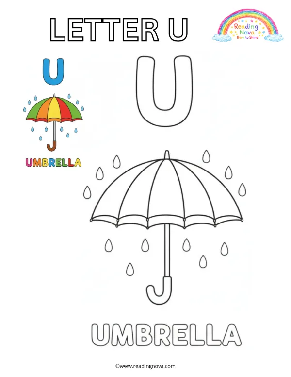 Free colouring page: Letter U