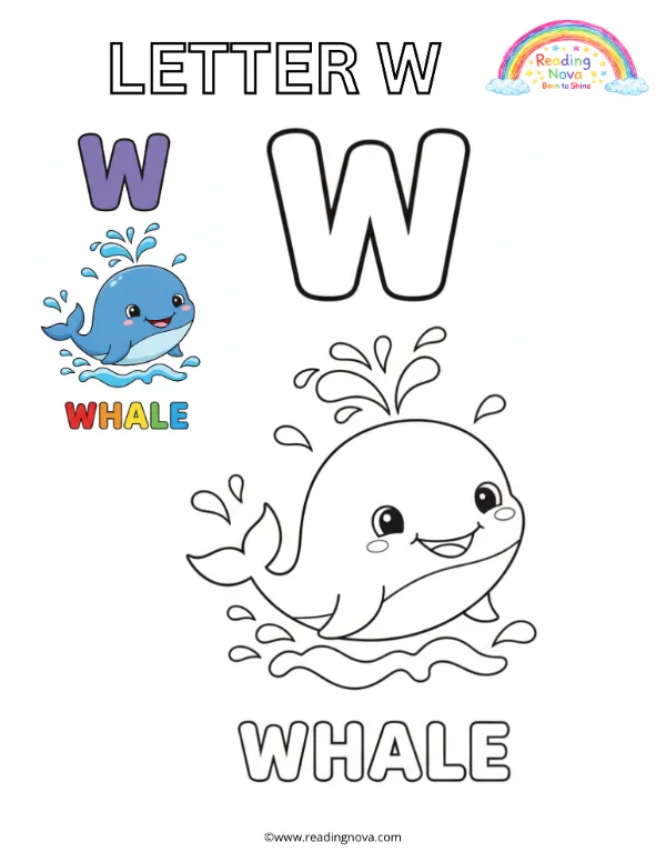 Free colouring page: Letter W