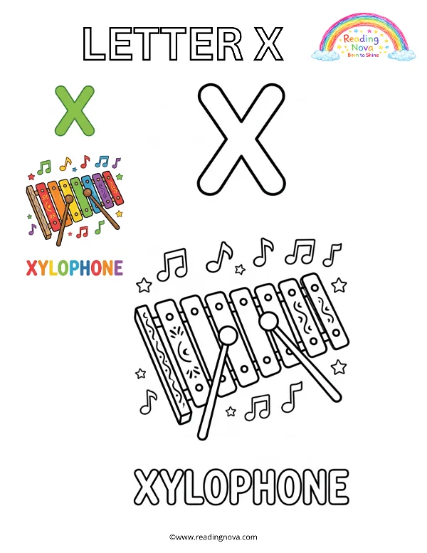 Free colouring page: Letter X