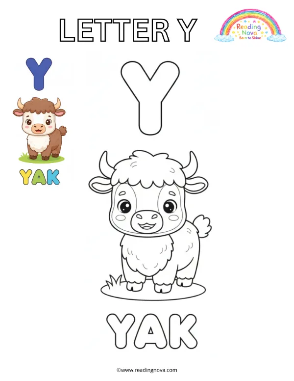 Free colouring page: Letter Y