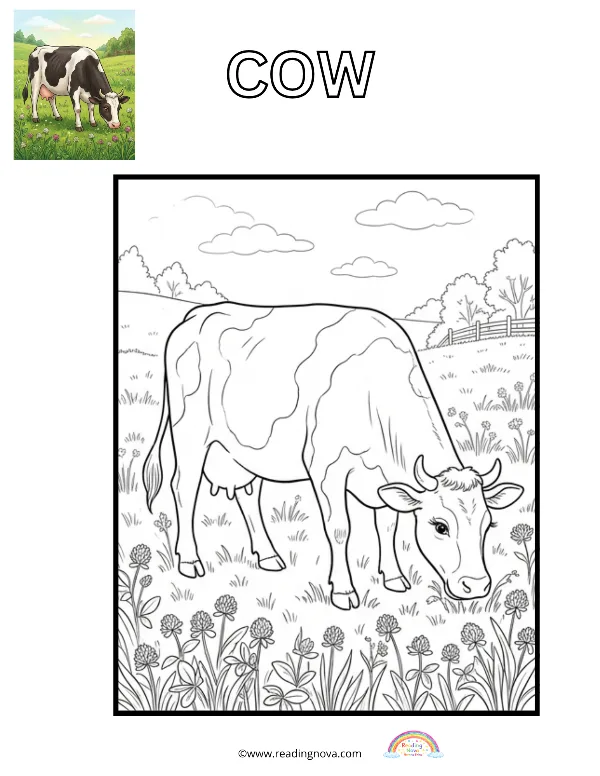 Free colouring page: Cow