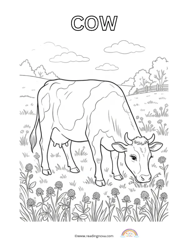 Free colouring page: Cow