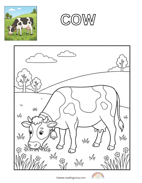 Free colouring page: Cow