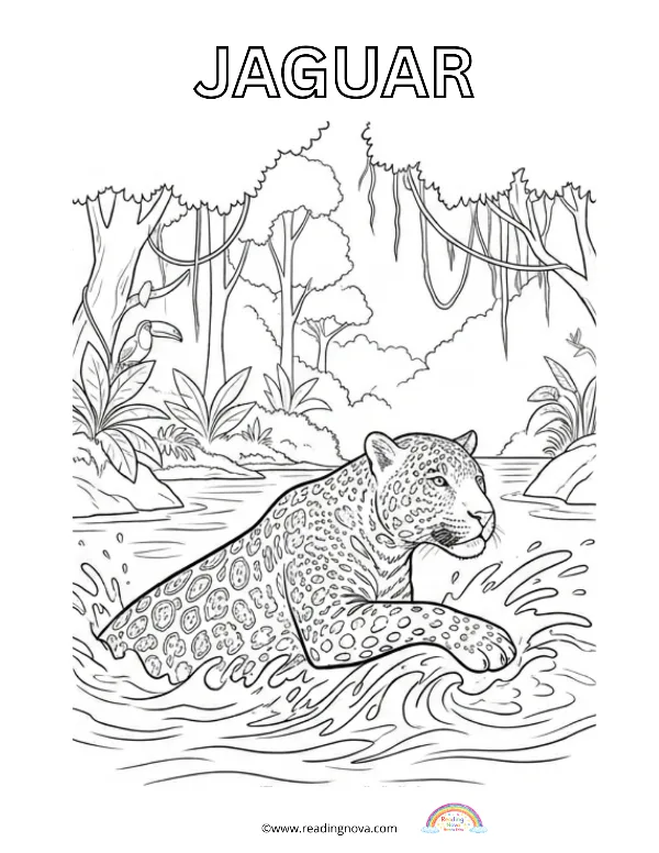 Free colouring page: Jaguar