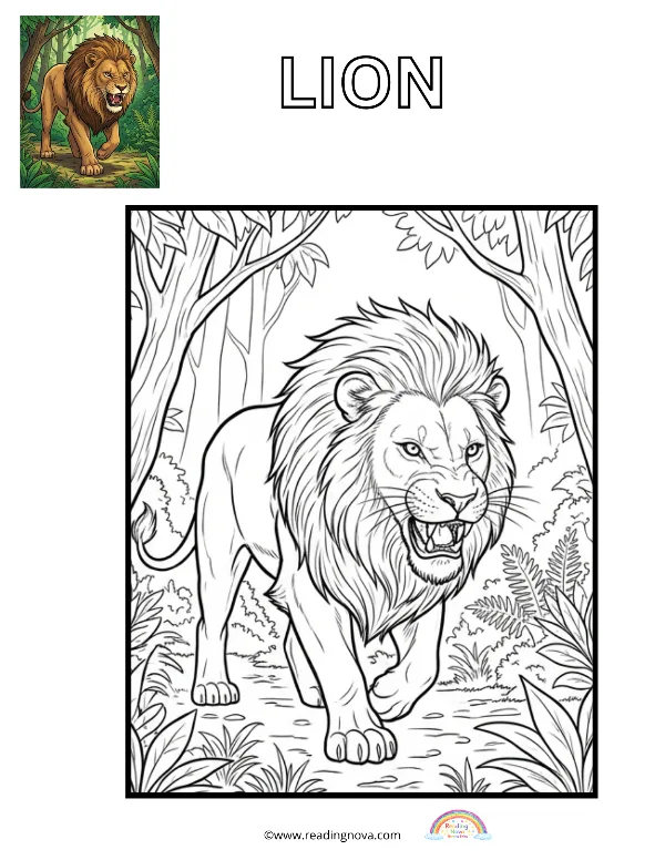 Free colouring page: Lion
