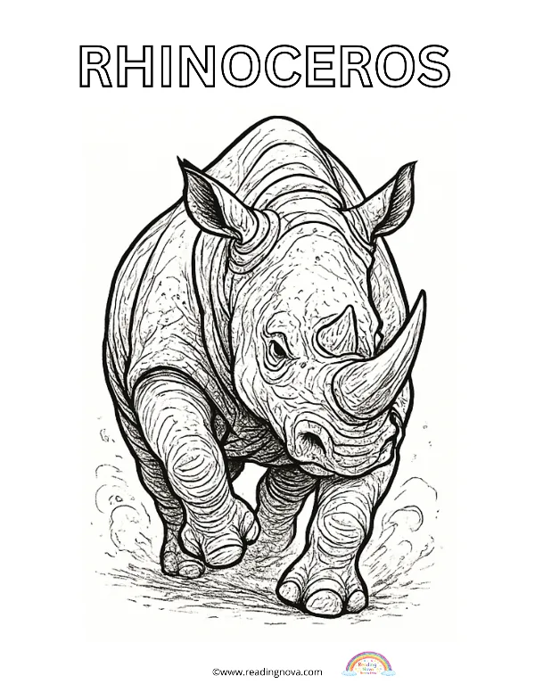 Free colouring page: Rhinoceros