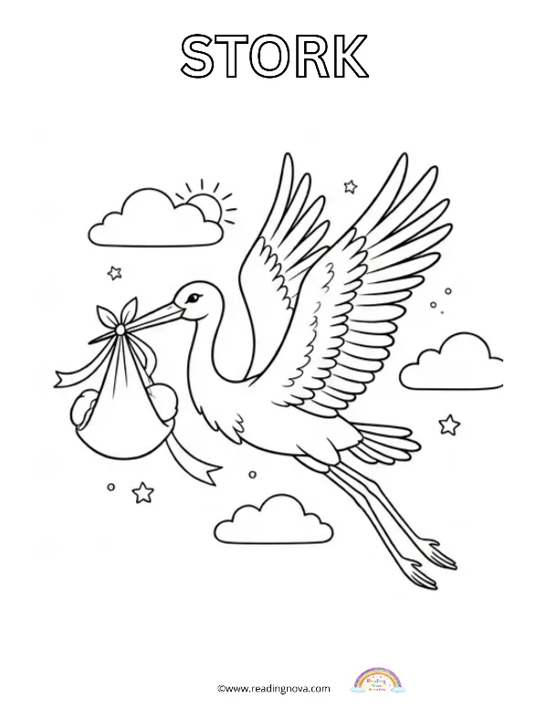 Free colouring page: Stork