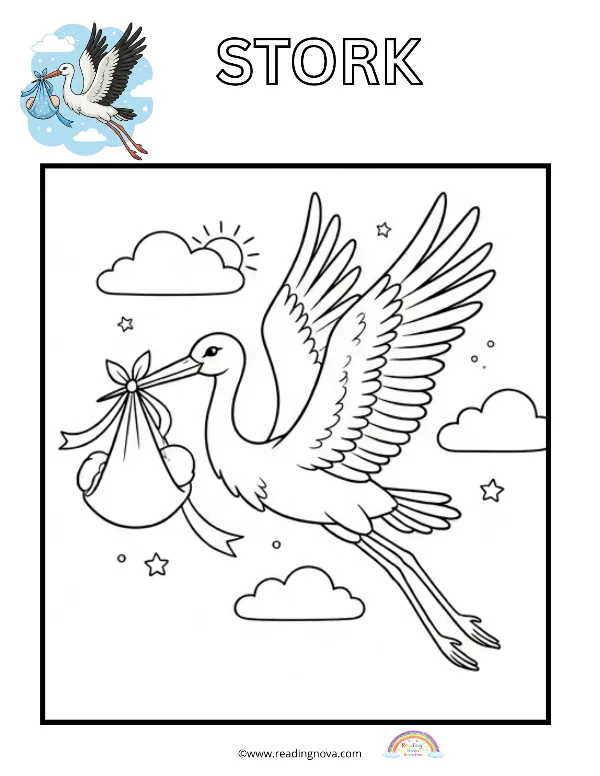 Free colouring page: Stork