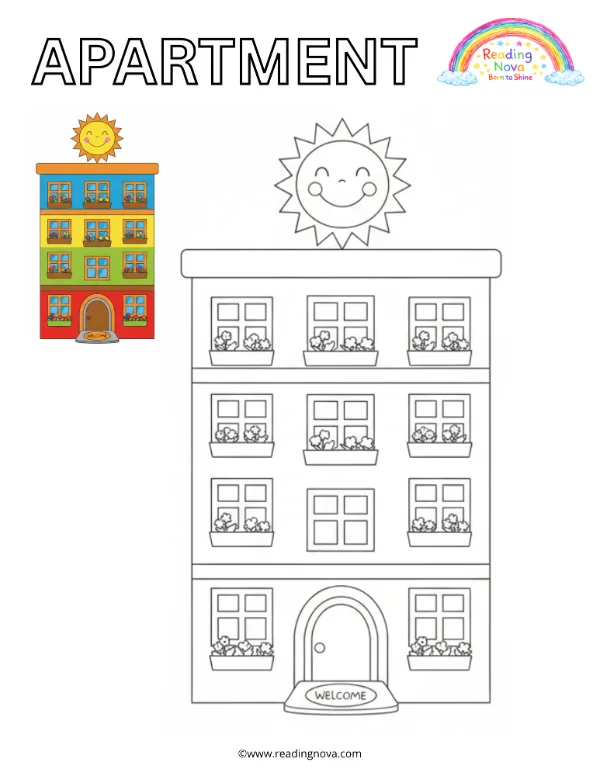 Free colouring page: Apartment