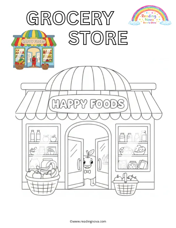 Free colouring page: Grocery Store