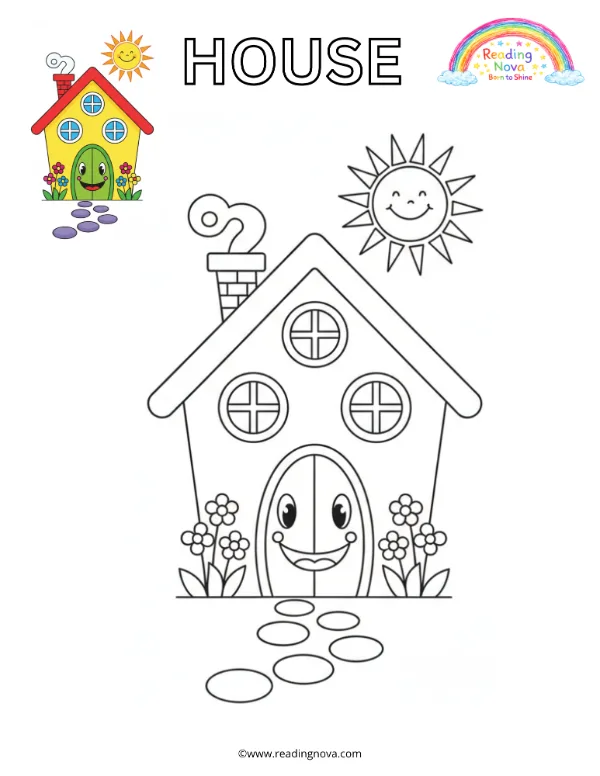 Free colouring page: House
