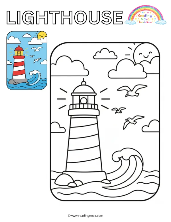 Free colouring page: Lighthouse