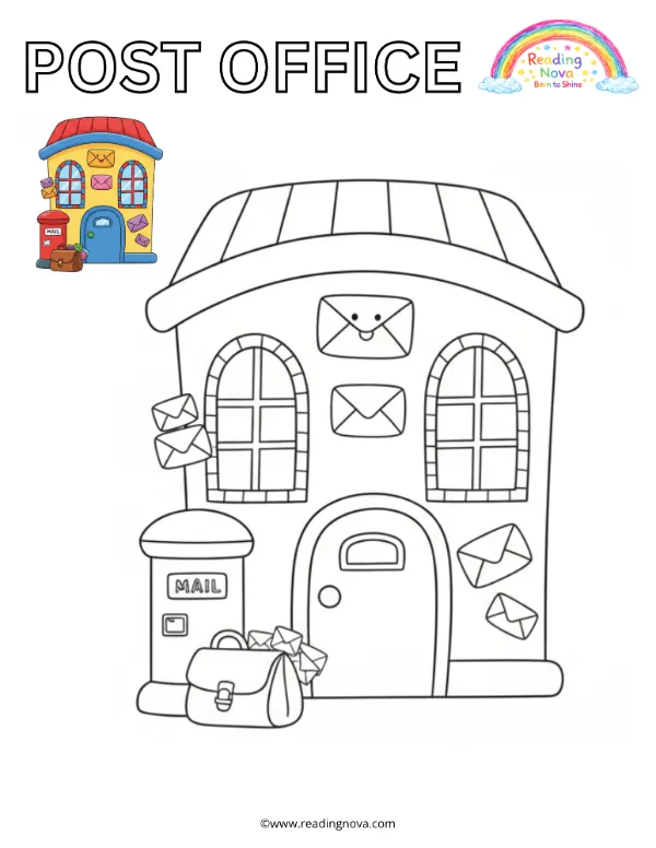 Free colouring page: Post Office