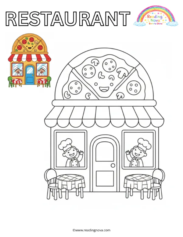 Free colouring page: Restaurant