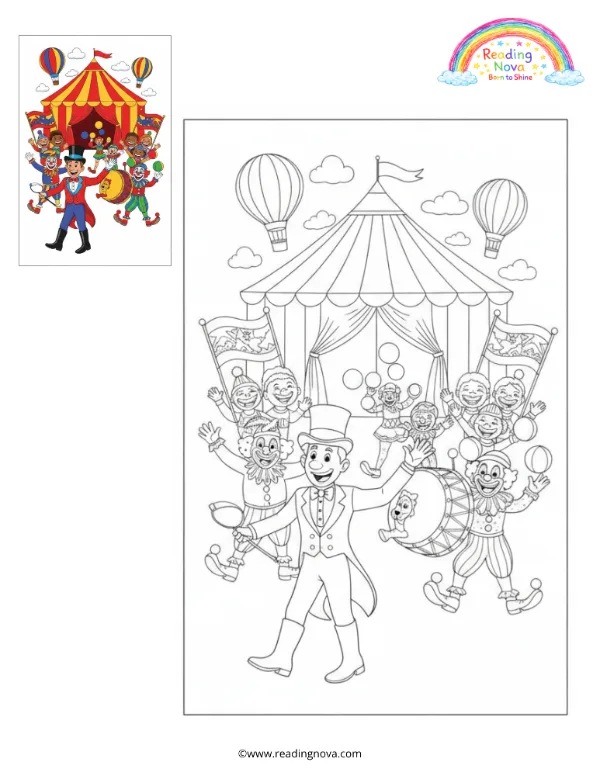 Free colouring page: Grand Circus Parade