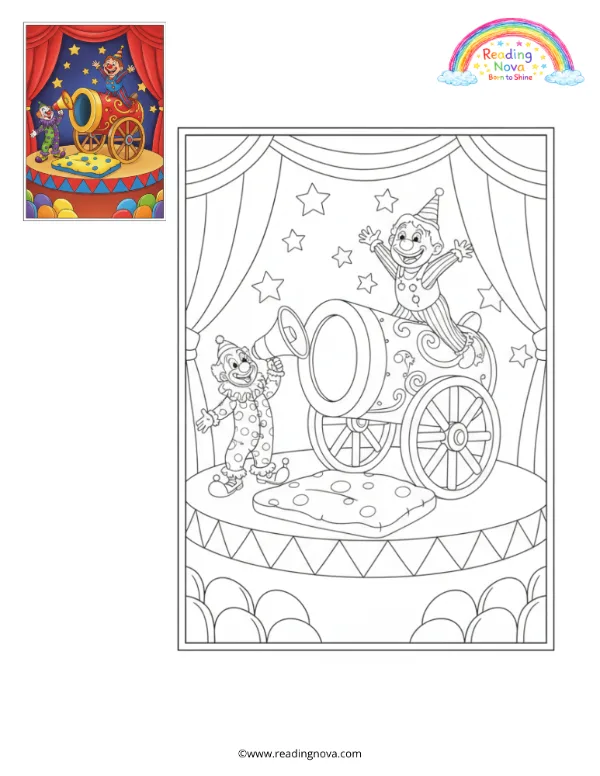 Free colouring page: Human Cannonball Act