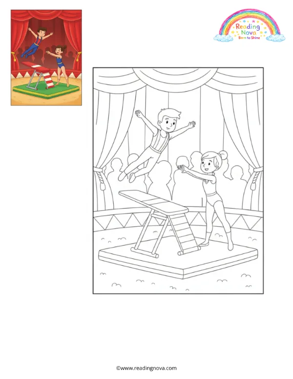 Free colouring page: Human Springboard Act