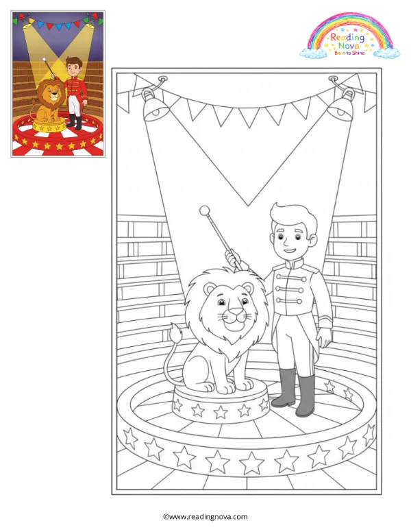 Free colouring page: Lion Tamer Show