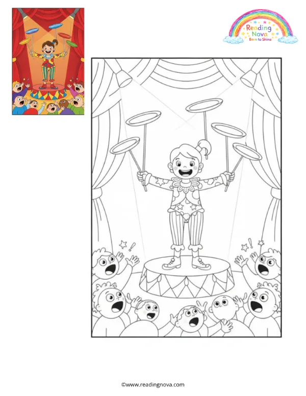 Free colouring page: Plate Spinning Act
