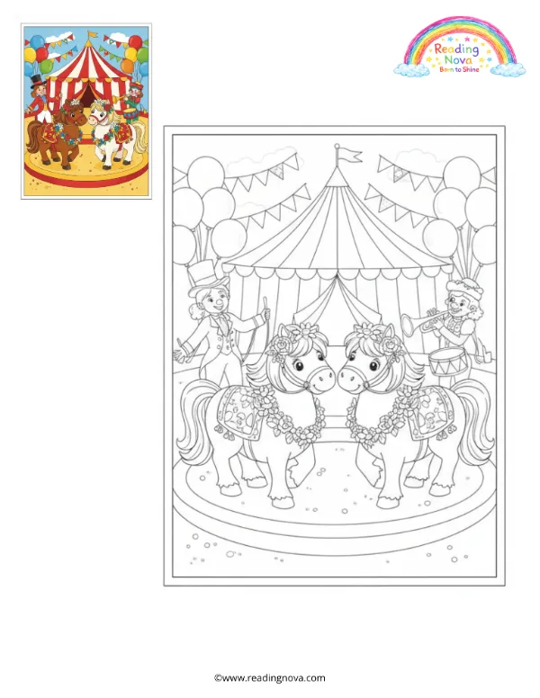 Free colouring page: Ponies Performing a Parade