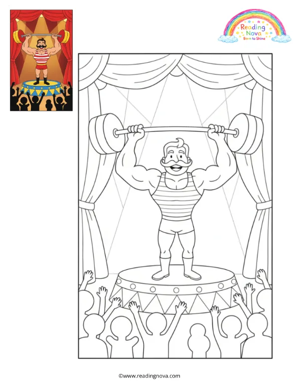 Free colouring page: Strongman Lifting Weights