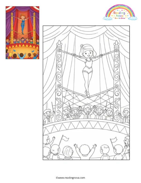Free colouring page: Tightrope Walking