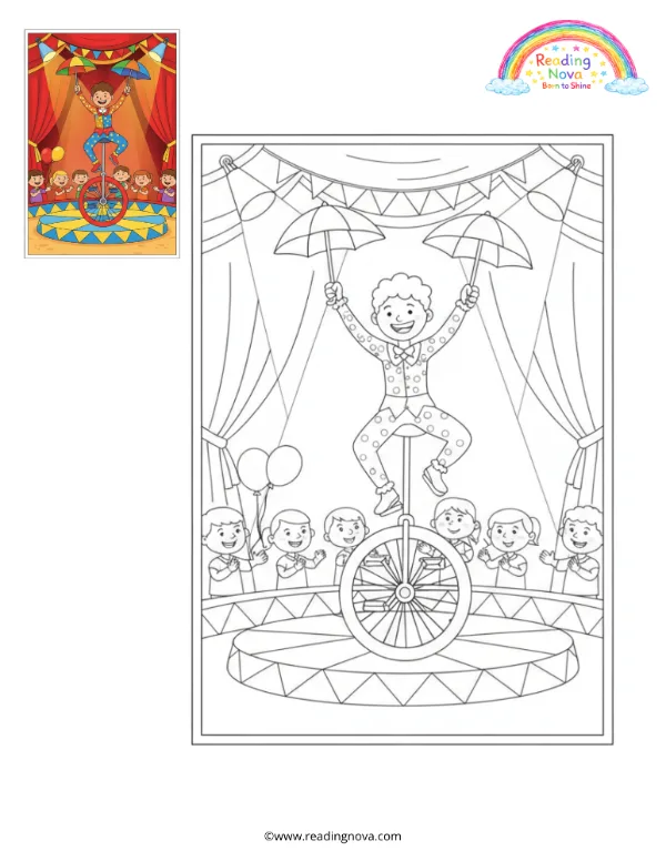 Free colouring page: Unicycle Performer