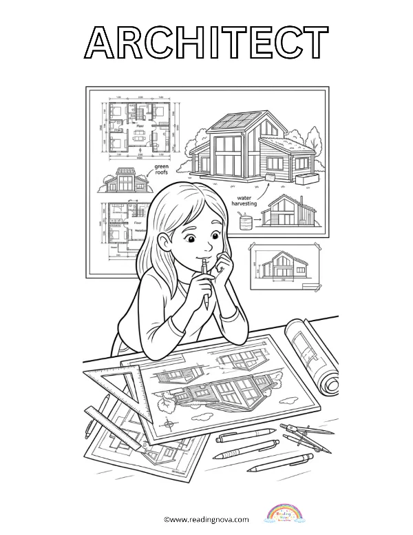 Free colouring page: Architect