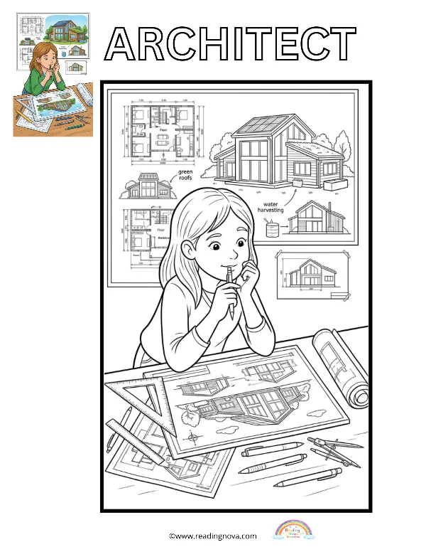 Free colouring page: Architect