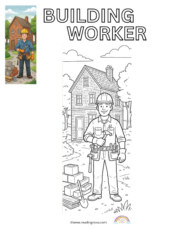 Free colouring page: Building Worker