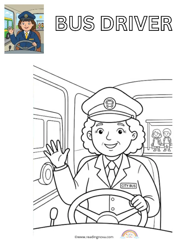 Free colouring page: Bus Driver