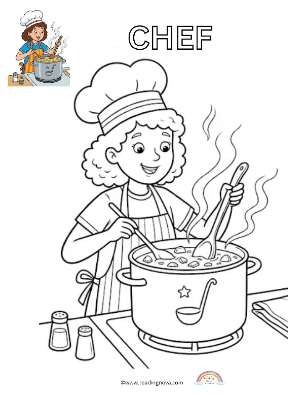 Free colouring page: Chef